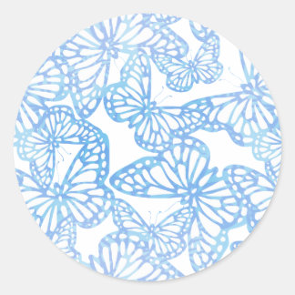 Schmetterlingsträume (blau) runder aufkleber