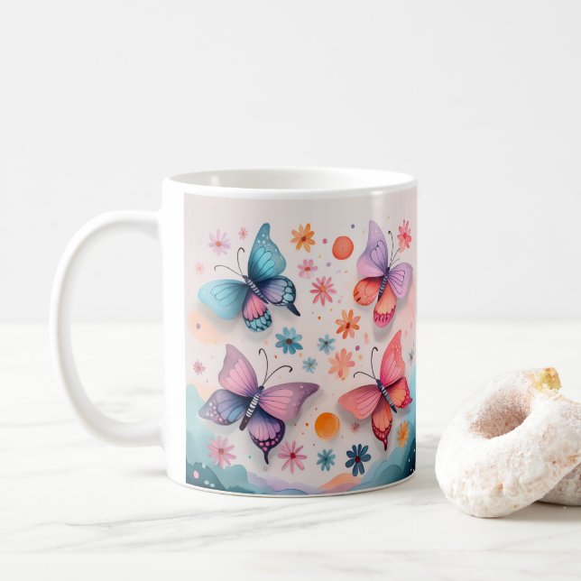 Schmetterlingsträume Kaffeetasse (Mit Donut)