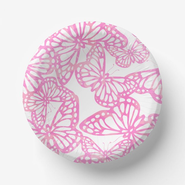 Schmetterlingsträume (Rosa) Pappteller (Vorderseite)
