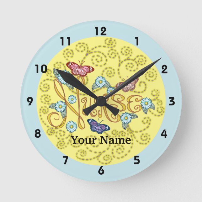 Schmetterlingsuhr Runde Wanduhr (Vorderseite)