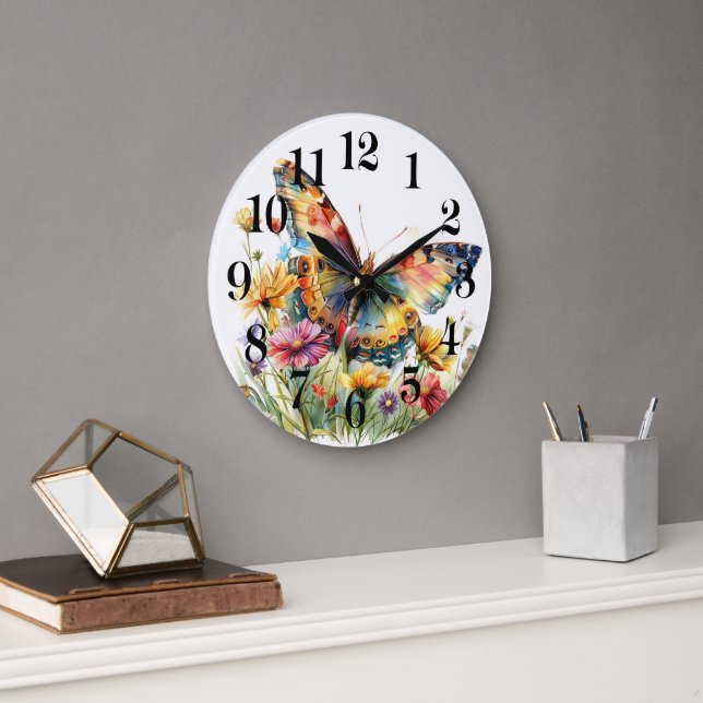 Schmetterlingswand Große Wanduhr (Büro)