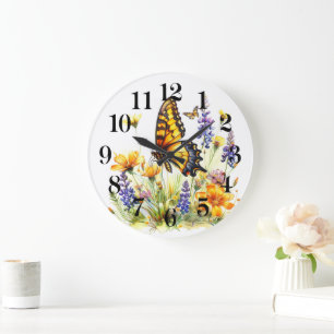 Schmetterlingswand Große Wanduhr