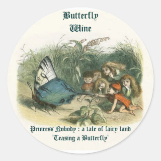 Schmetterlingsweinetiketten Runder Aufkleber
