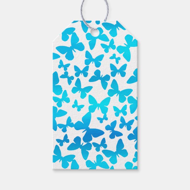 Schmetterlingswerfen (blau) geschenkanhänger (Vorderseite)
