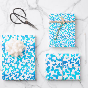 Schmetterlingswerfen (blau) geschenkpapier set