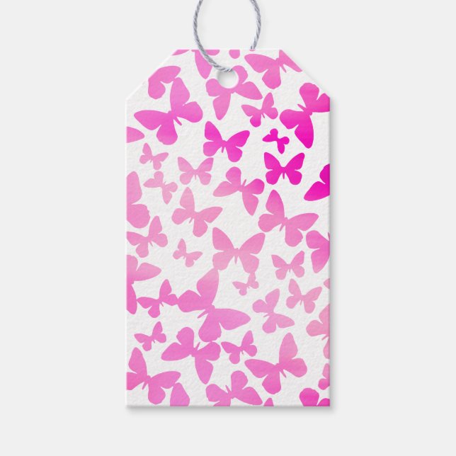 Schmetterlingswerfen (rosa) geschenkanhänger (Vorderseite)