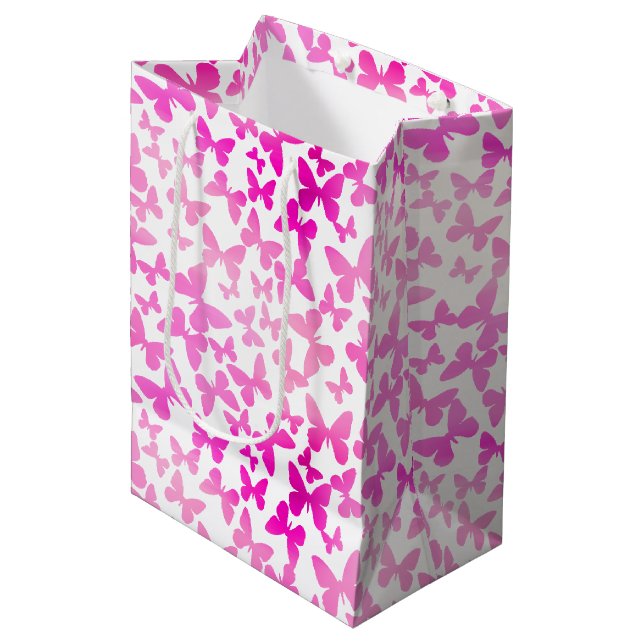 Schmetterlingswerfen (rosa) mittlere geschenktüte (Vorderseite Schrägansicht)