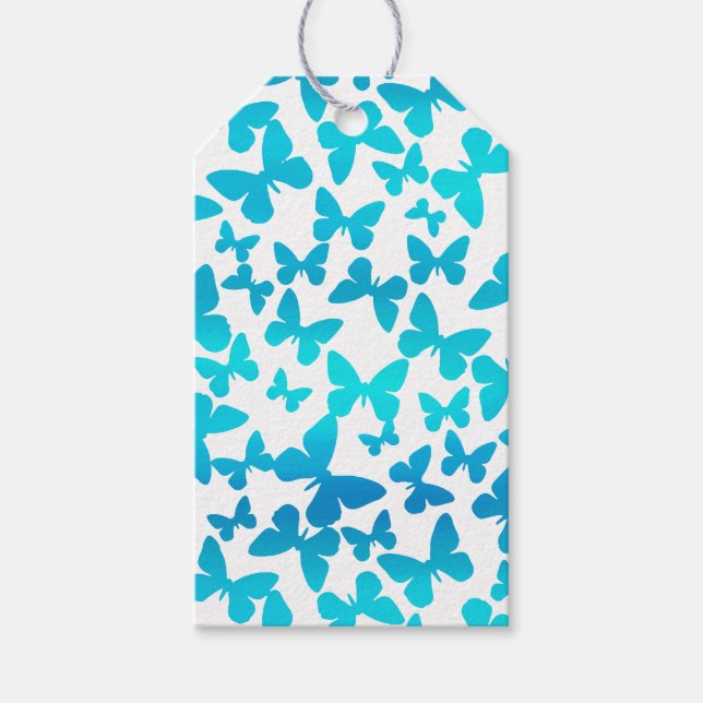 Schmetterlingswirbel (Aquamarin) Geschenkanhänger (Vorderseite)
