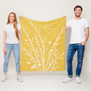 Schmetterlingszweige mit benutzerdefinierbarem Nam Fleecedecke