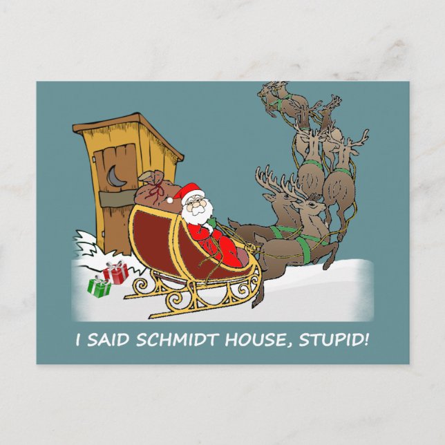 Schmidt House Funny Christmas Carte postale (Devant)