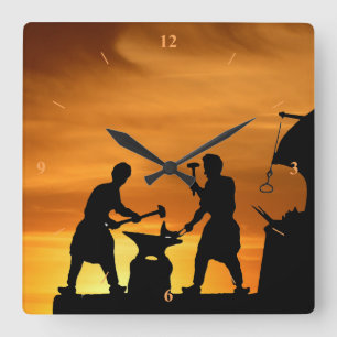 Schmied Sunset. Quadratische Wanduhr