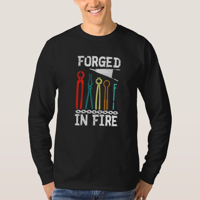 Schmiede in Fire Farrier Blacksmith Horseshoe Iron T-Shirt (Vorderseite)