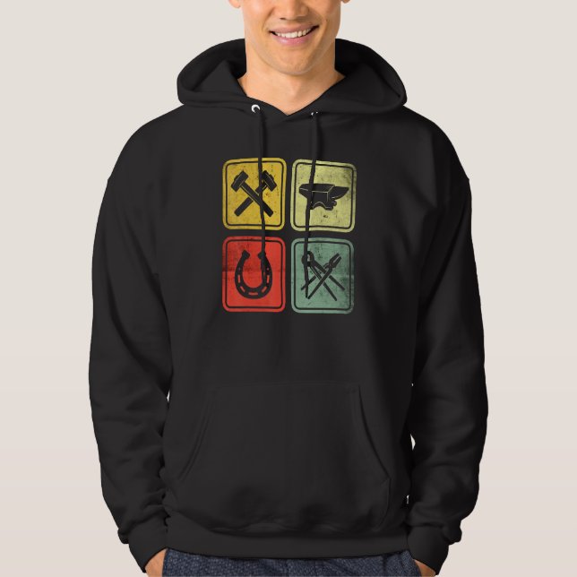 Schmiedehammer Schmiedezange Horseshoe Blacksmith Hoodie (Vorderseite)