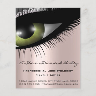 Schmink Wimpern Schönheitssalon Grüne Augen Silber Flyer