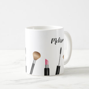 Schminkartikel-Illustration & personalisierter Nam Kaffeetasse