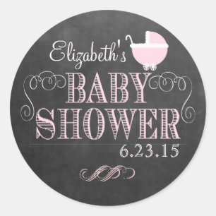 Schminkbrettmuster und Pink Baby Carriage Baby Dus Runder Aufkleber