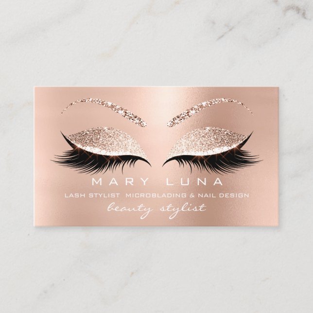 Schminken Augenbrauen Lashes Rose Weiß Rosa Sozial Visitenkarte (Vorderseite)