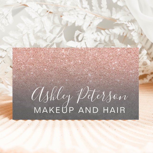 Schminken Sie elegante Typografie graue Rose Gold  Visitenkarte (Von Creator hochgeladen)