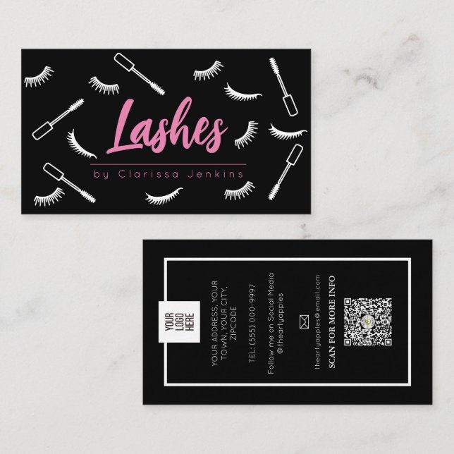 Schminken und Schwarze Lashes Visitenkarte (Vorne/Hinten)
