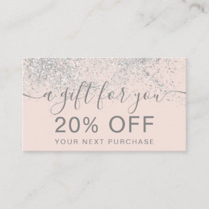 Schminkhaar Silber Glitzer Pastellblüte Geschenk Rabattkarte