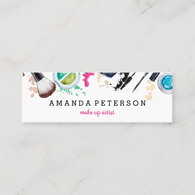 Schminkkünstler trendige Wasserfarbe Moderner Well Mini Visitenkarte (Vorderseite)