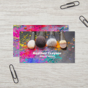 Schminkpinsel in hellen Farben Kosmetik Visitenkarte