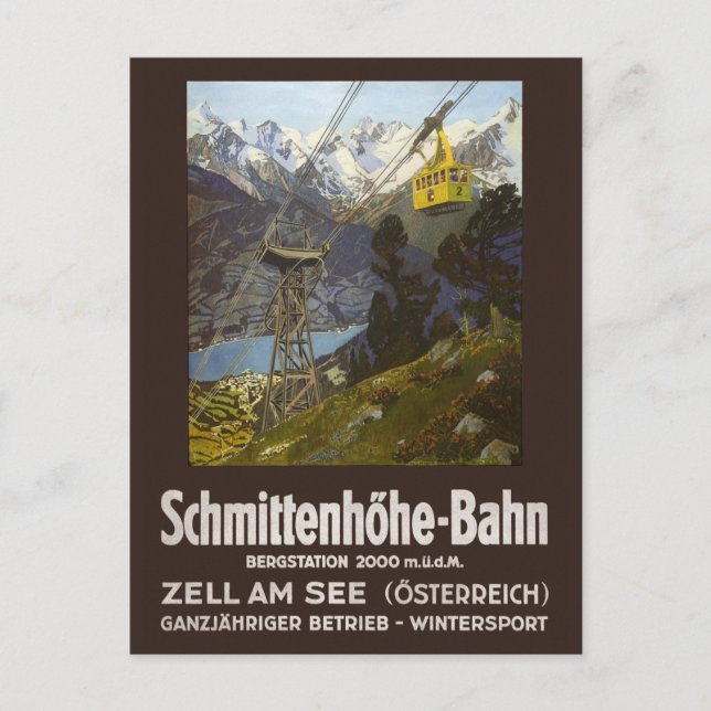 Schmittenhoehe-Bahn Austria Vintage Poster 1930 Postkarte (Vorderseite)