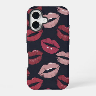 Schmollmund Lippenstift-Kuss-Muster iPhone 16 Hülle