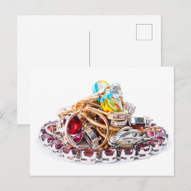 Schmuck auf weiß postkarte (Vorne/Hinten)