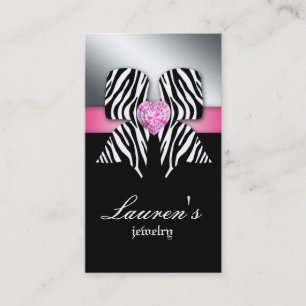 Schmuck Business Card Zebra Bow Pink Visitenkarte