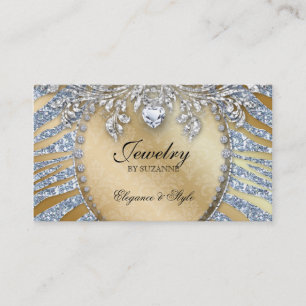 Schmuck Business Card Zebra Glitzer Silver Gold Visitenkarte