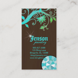 Schmuck Business Cards Blume Crystal Blauer Sparge Visitenkarte