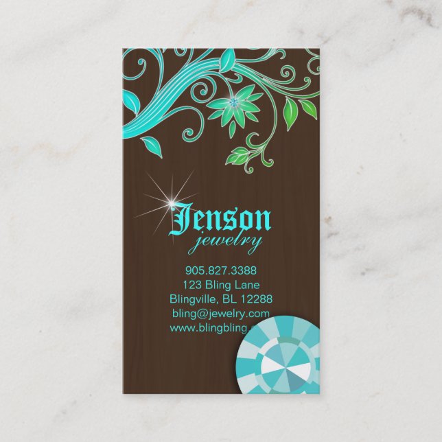 Schmuck Business Cards Blume Crystal Blauer Sparge Visitenkarte (Vorderseite)