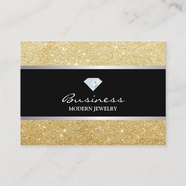 Schmuck Design Stilvoller Gold Glitzer Moderne Visitenkarte (Vorderseite)