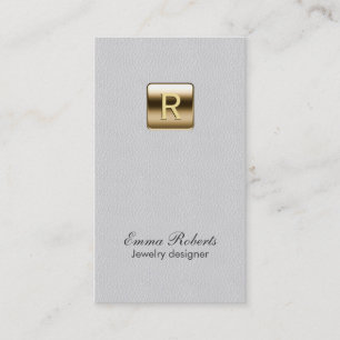 Schmuck-Designer-Goldmonogramm-nobles Leder Visitenkarte