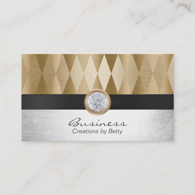 Schmuck-Designer-modernes Gold u. Silber Visitenkarte (Vorderseite)