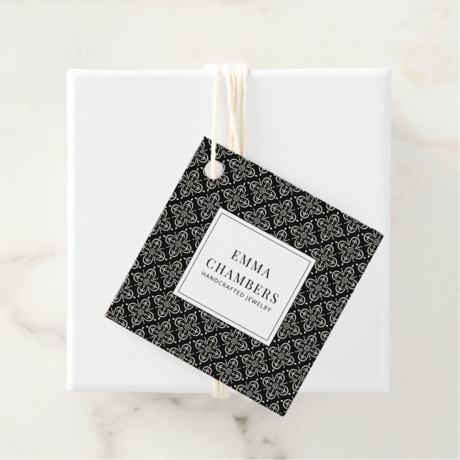 Schmuck Designer Schwarz-weiß Motif Muster Geschenkanhänger (Beispiel)