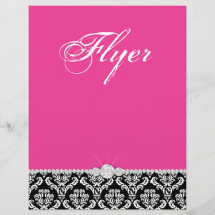 Schmuck Flyer Haarsalon Damask Black Pink Klasse