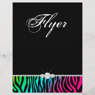 Schmuck Flyer Haarsalon Zebra Pink Blau Grün