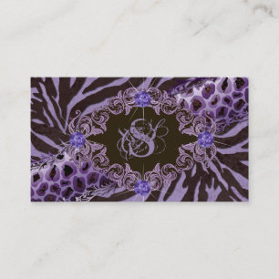Schmuck-Geschäfts-Kartentierzebra-Leopard lila Visitenkarte