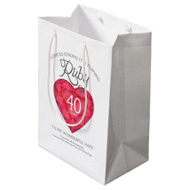 Schmuck-Geschenktasche des Jahrestages des Rubins Mittlere Geschenktüte (Rückseite Schrägansicht)