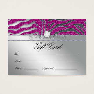 Schmuck Gift Card Luxury Zebra Pink Silver Sparkle