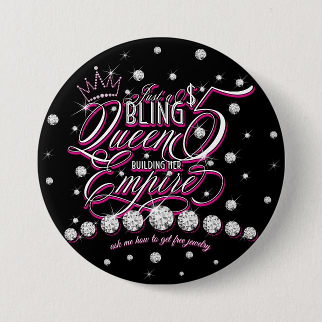 Schmuck Glitter Bling Queen Knöpfe Button (Vorderseite)
