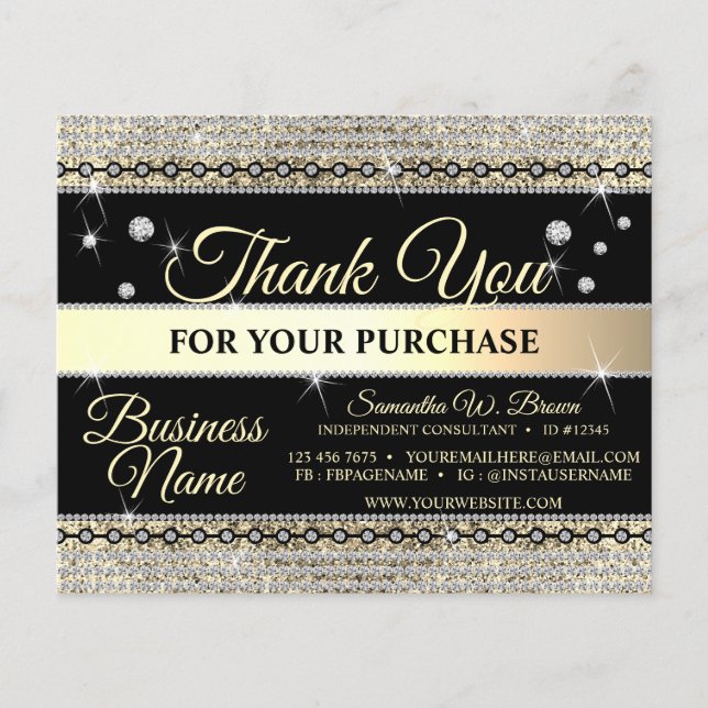 Schmuck Glitzer Gold Diamond Vielen Dank für Ihre  (Vorderseite)