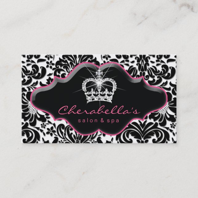 Schmuck Hair Stylist Crown Floral Damask Visitenkarte (Vorderseite)