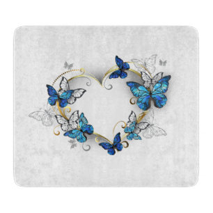 Schmuck Herz mit Schmetterlingen Morpho Schneidebrett