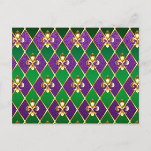 Schmuck Hintergrund Mardi Gras Ankündigungspostkarte