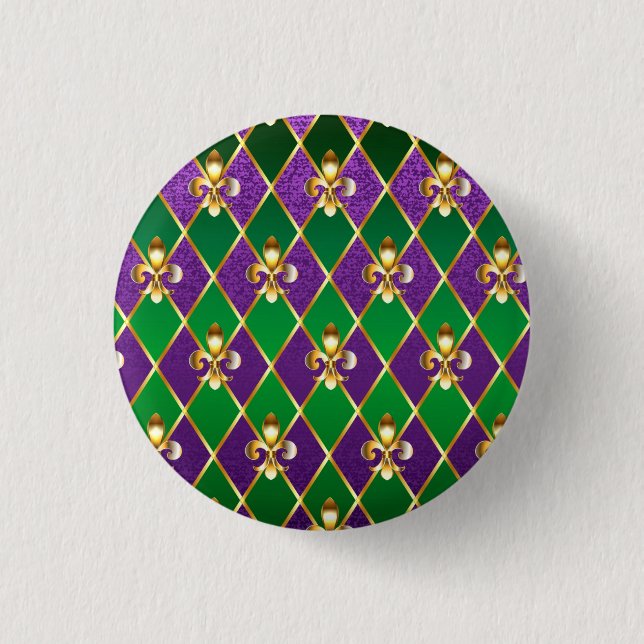 Schmuck Hintergrund Mardi Gras Button (Vorderseite)