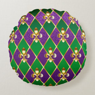 Schmuck Hintergrund Mardi Gras Rundes Kissen