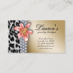 Schmuck-Leopard-Geschäfts-Karten-Lilien-Blume Visitenkarte